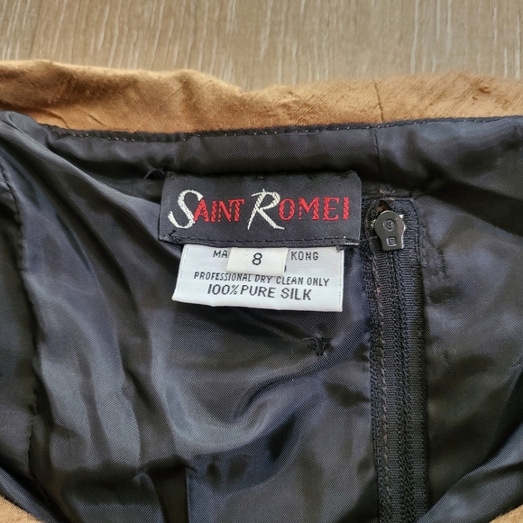 Saint Romei 80's Vintage Gold Dress 100% Silk Size 8 - Picture 9 of 9